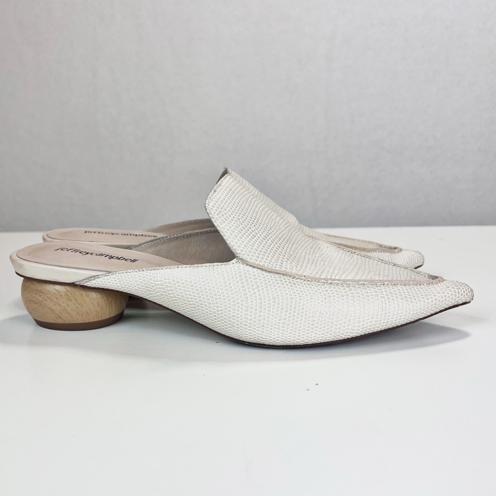 Jeffery‎ Campbell Vionit Lizard Embossed Mule Beige Lizard Print Size 7.5 Ivory